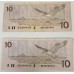 CANADA 1989 . TEN 10 DOLLAR BANKNOTES . THIESSEN / CROW . KEY SIGNATURE